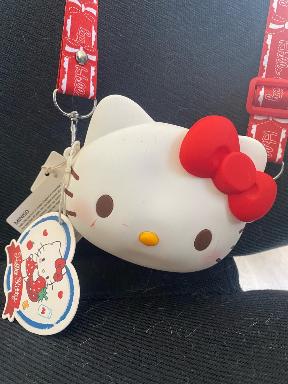 Hello Kitty White Face Crossbody Bag with Red Bow and Strap